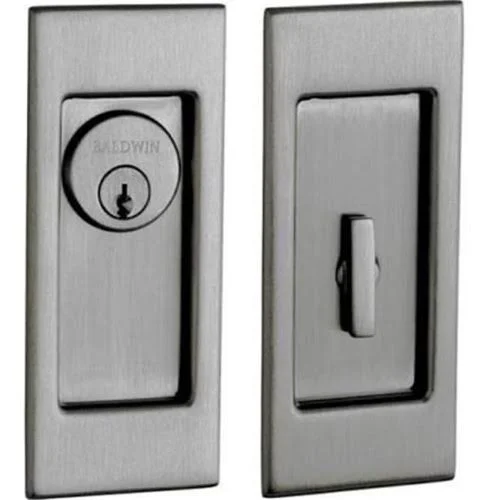Baldwin Interior Privacy Trim Santa Monica Pocket Door - Lifetime Polished Brass, S
