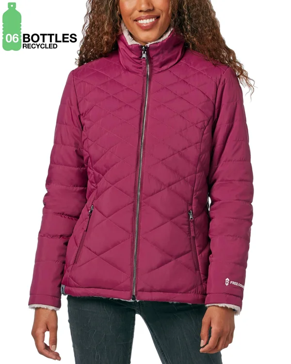 Plus Size Free Country Cloud Lite Reversible Jacket 2x Berry