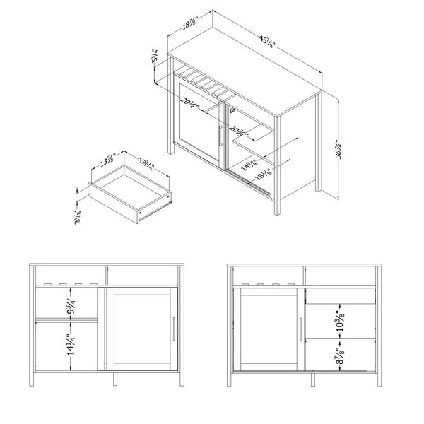 South Shore Munich Buffet with Sliding DOOR - Seaside Pine