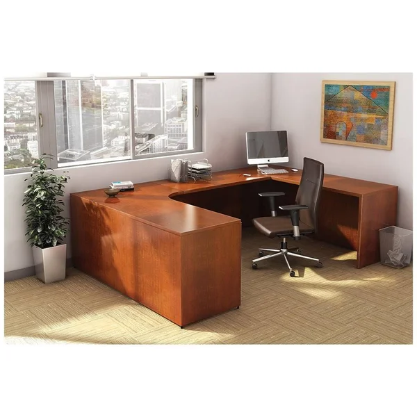 Lorell Cherry Essentials Rectangular Desk Shell, Red