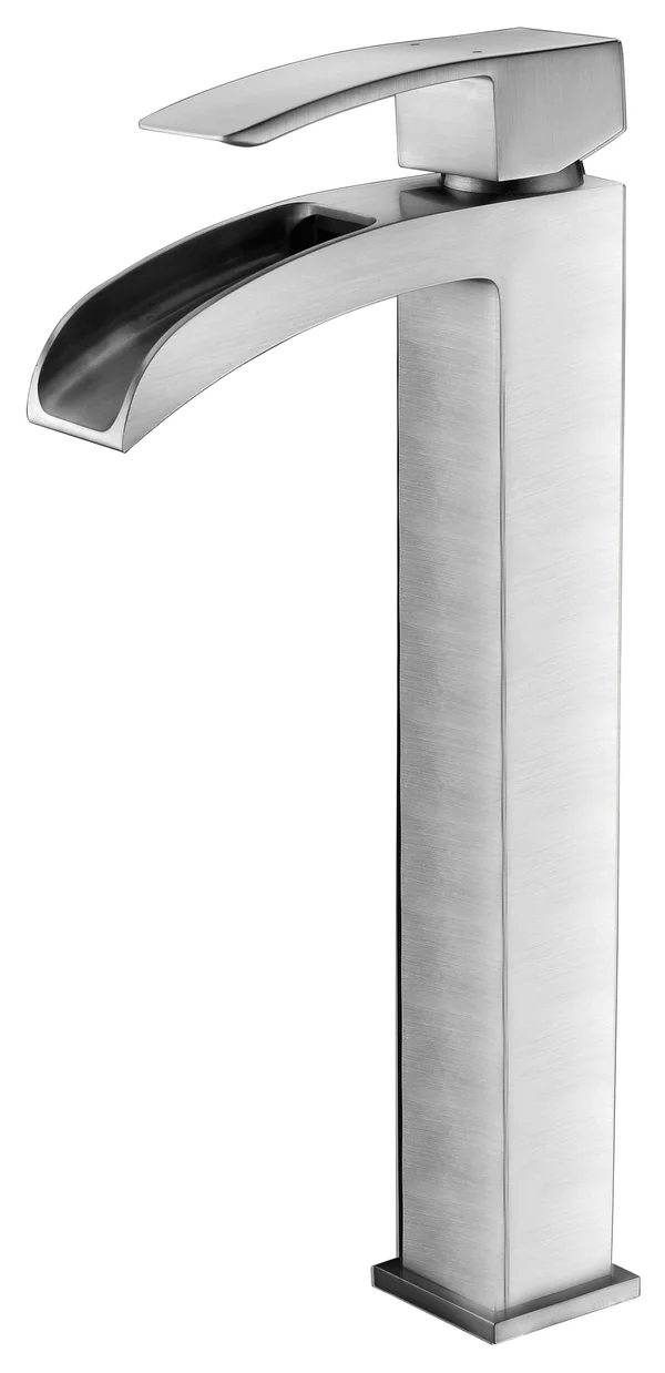 Anzzi LSAZ048-097B Soave Series Deco-Glass Vessel Sink Sapphire Wisp with Key Faucet Brushed Nickel