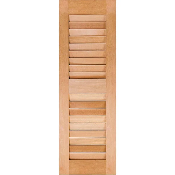 Ekena Millwork 12 in. x 50 in. Exterior Real Wood Pine Louvered Shutters Pair Unfinished