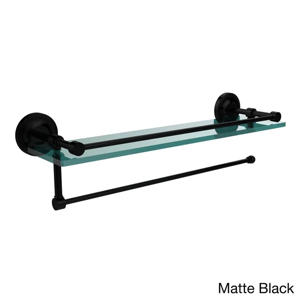 Allied Brass PRBP-1PT-16-GAL-BKM Prestige Regal Collection Paper Towel Holder with 16 in. Gallery Glass Shelf Matte Black