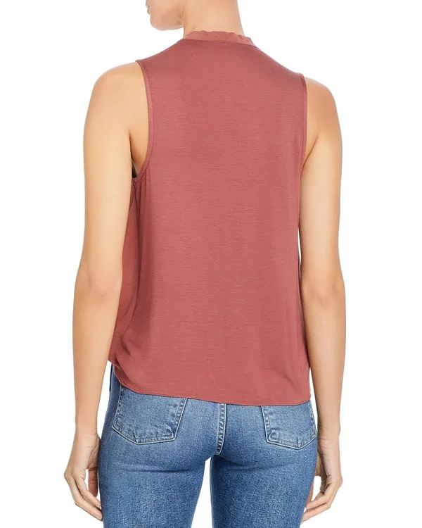 Splendid Summit Silk Mixed Media Surplice Tank (off-white) Women's Clothing