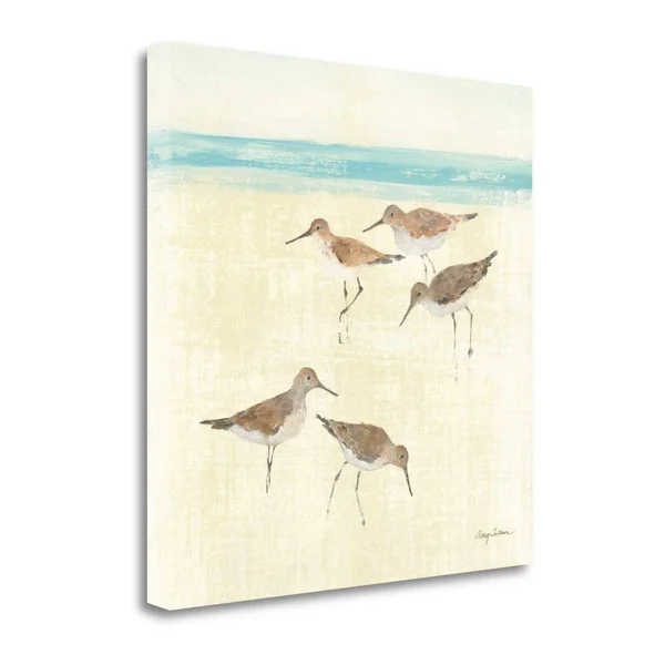 Fine Art Giclee Print on Gallery Wrap Canvas Sandpipers Square II by Avery Tillmon Brown 18x22 x 18x22, Cotton