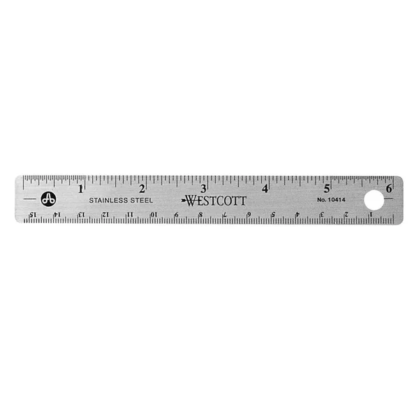 Westcott Stainless Steel Office Ruler with Non Slip Cork Base, 6-Inch