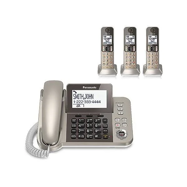 Panasonic KX-TGF353N 4 Handset Corded - Cordless Phone, Black