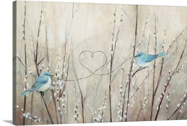 Pretty Birds Neutral String - Canvas Wall Art, 30x20, Great Big Canvas
