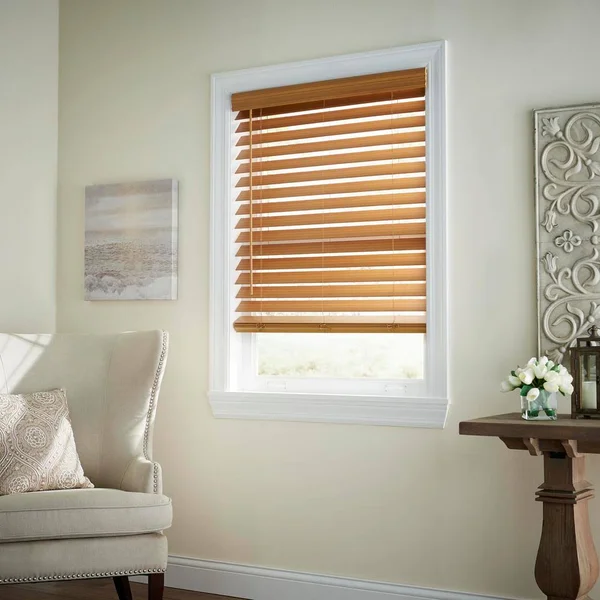 Home Decorators Collection Chestnut Cordless Room Darkening 2.5 in. Premium Faux Wood Blind for Window - 41.5 in. W x 48 in. L