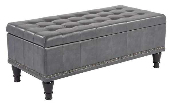 Darby Home Co Baylie Storage Leather Ottoman Upholstery: Pewter