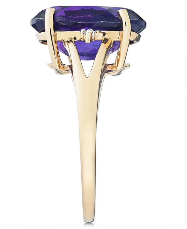 Amethyst (5 Ct. t.w.) and Diamond Accent Oval Ring in 14K Gold (also Available in Mystic Topaz - Blue Topaz, & Prasolite) - B
