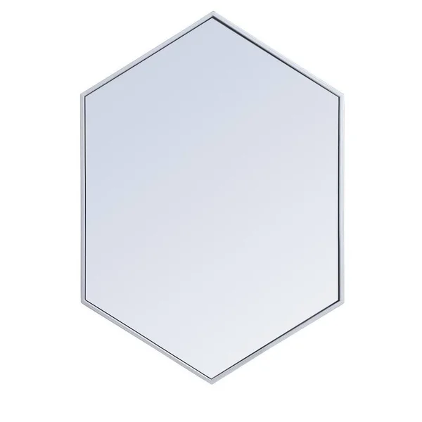 Carson Carrington Salsendi Metal Frame Hexagon Mirror - 30x22W x 40x22H - Silver