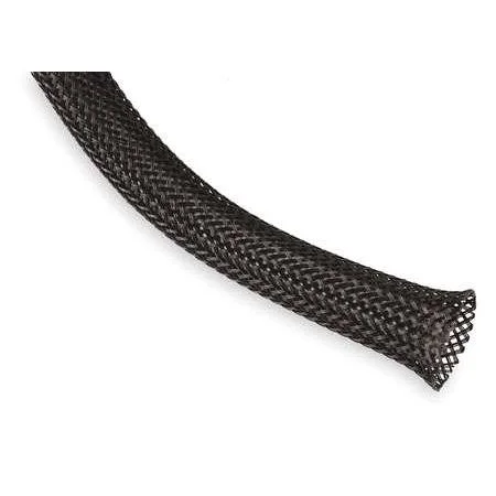 Techflex Ptn0.13bk500 Sleeving - 1/8 in Expandable Braided, 500ft, Size: 025, Black