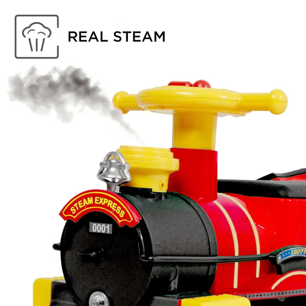 Rollplay Steam Train 6 Volt Children's Battery Ride-On Toy, Red