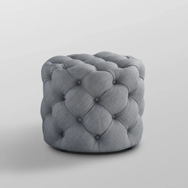 Inspired Home Ottoman Velvet or Linen Tufted Light Grey - Linen