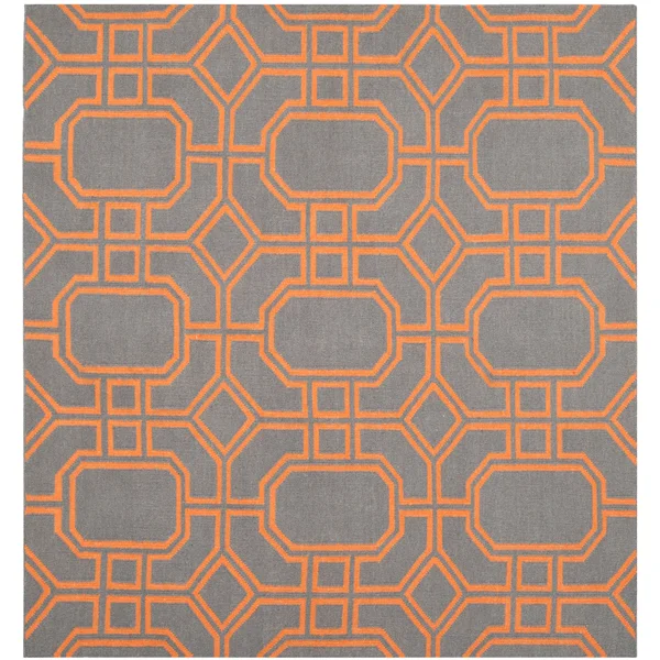 Safavieh 6& x 6& Square Dhurries DHU860B Blue, Orange Rug