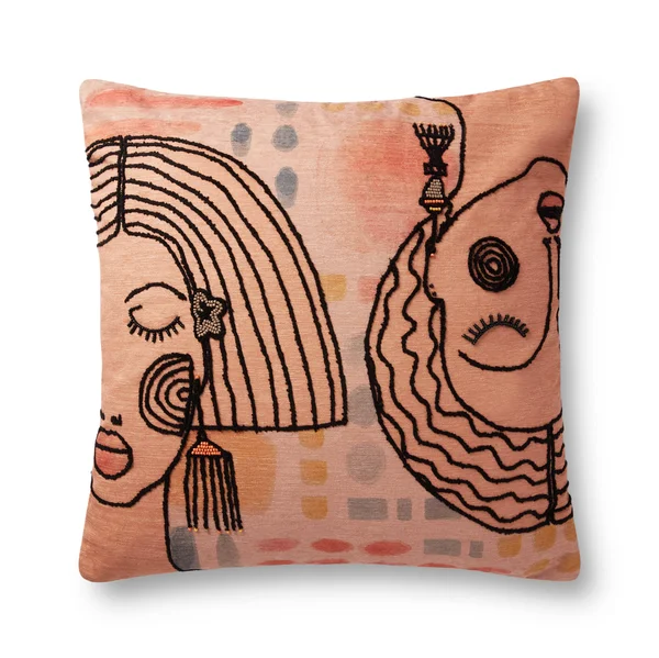 Justina Blakeney x Loloi P0953 Polyester Pillow Terracotta - Multi, 22x22 x 22x22 Cover w/Down