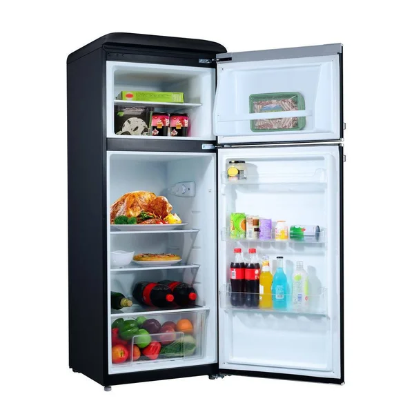 Galanz 7.6 cu.ft. Retro Mini Refrigerator with Dual Door and True Freezer in Black