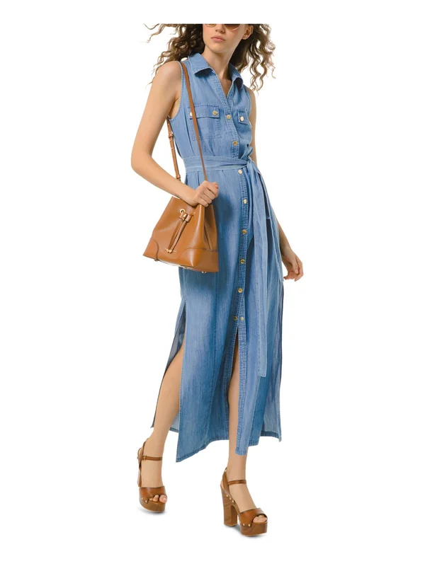 Michael Michael Kors Sleeveless Maxi ShirtWomen&s Dress Indigo : LG
