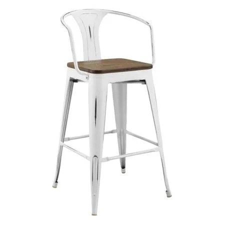 Modway Promenade Metal 41.5 in. Bar Stool - White