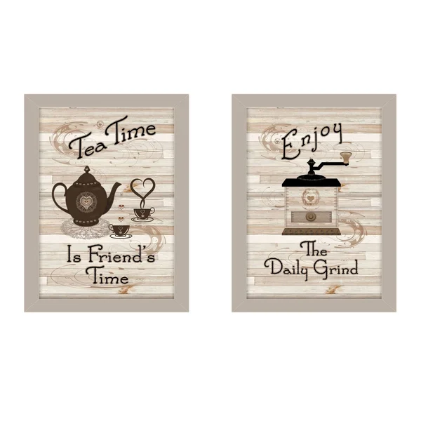 Enjoy Tea Time 2-Piece Vignette by Millwork Engineering Sand Frame