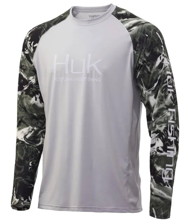 Huk Men's Mossy Oak Hydro Freshwater Double Header Small Long Sleeve Shirt - Oak