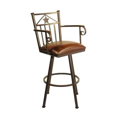Andy 30x22 Swivel Bar Stool Millwood Pines Frame Finish: Sun Bronze, Upholstery: Victoria Dark Brown