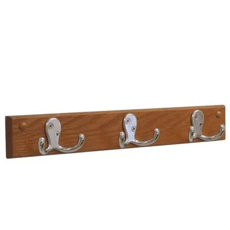 Wooden Mallet 3 Double Prong Hook Coat Rack