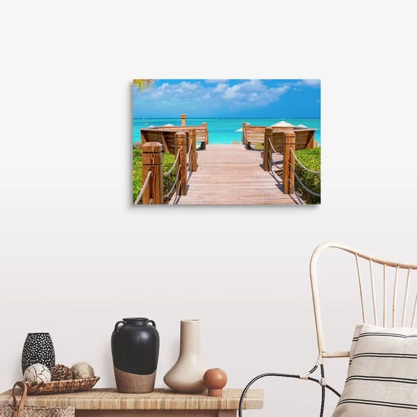 Tropical Landscape on Providenciales Island in The Turks and Caicos - Large Solid-Faced Canvas Wall Art Print, Great Big Canvas