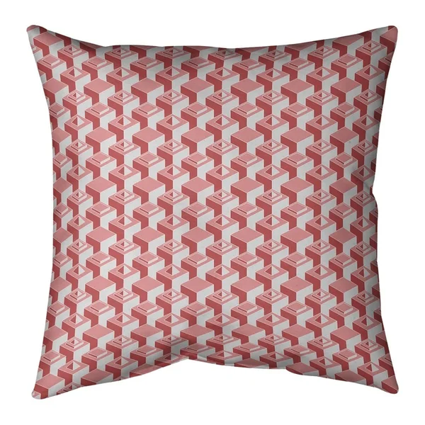 Porch & den Durell Monochrome 3D Cube Pattern Throw Pillow - 18 x 18 - Red - Polyester