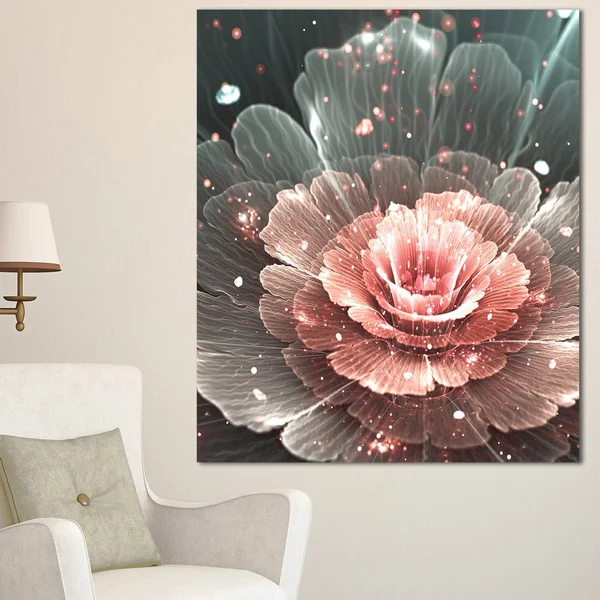Designart &Abstract Fractal Pink Gray Flower& Graphic Art on Wrapped Canvas Size: 40x22 H x 30x22 W x 1x22 D