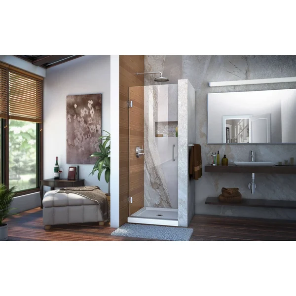 DreamLine SHDR-20267210F-01 Unidoor 26 in. W x 72 in. H Frameless Hinged Shower Door Chrome