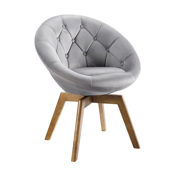 Carson Carrington KALLAX Velvet or PU Tufted Round Swivel Accent Chair - 27.19x22W x 24.03x22D x 33.88x22H - Grey Velvet