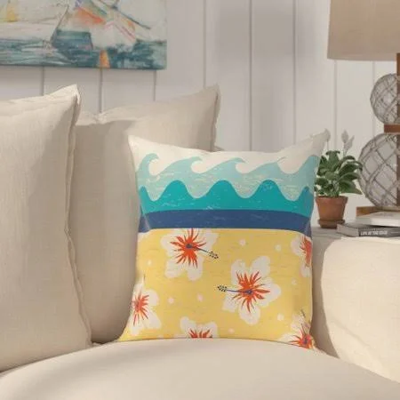 Bay Isle Home Golden Beach Floral Throw Pillow - Yellow