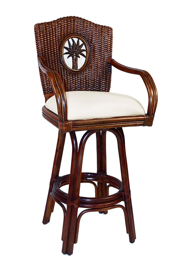 Lucaya Indoor Swivel Rattan & Wicker 24x22 Counterstool in TC Antique Finish - Hospitality Rattan Home 913-6208-TCA-C/SU-740