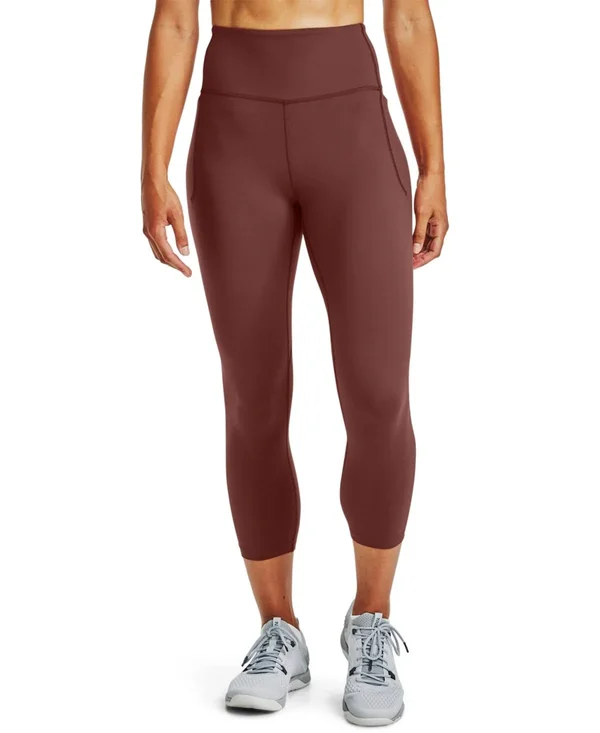 Under Armour Women's Meridian Crop Leggings Pants - Red/Silver, Size: Xs