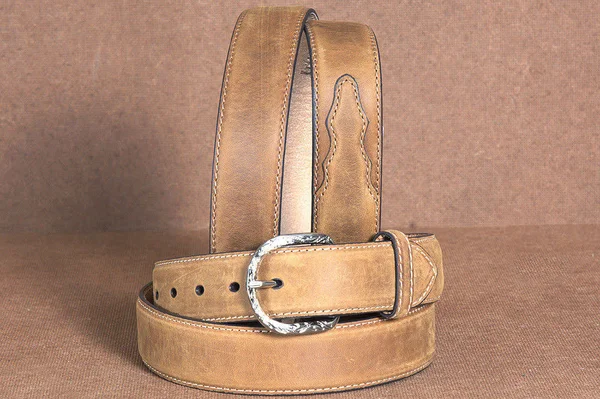 Nocona Brown Distressed Overlay Belt N2450444