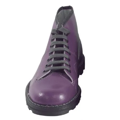 Grafters Mens Original Coated Leather Retro Monkey Boots - Wine - 8 US