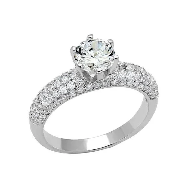 Silver CZ Engagement Ring for Women by Blue Steel, Size 10