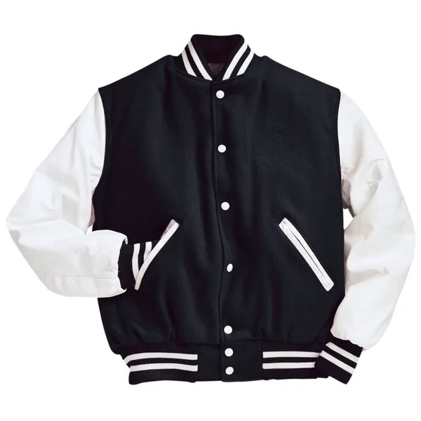 Holloway 224183 Varsity Jacket - Black-Black-White