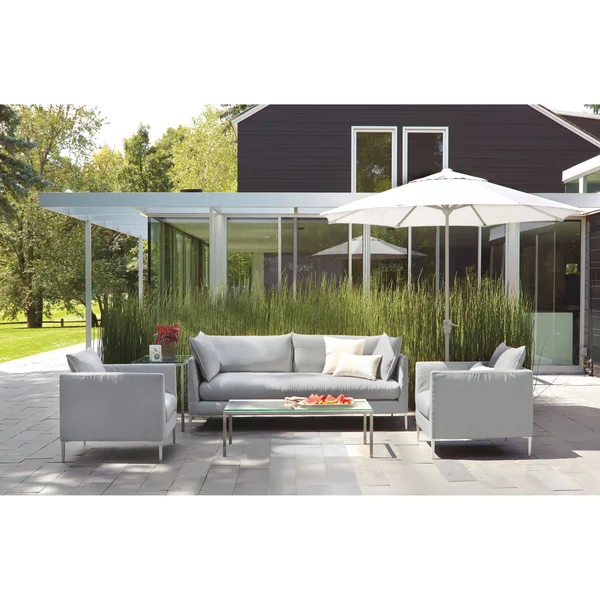 Room & Board, Modern Parsons Outdoor Coffee Table w/ 1x22 Leg 18d 18W 16h in Orange, Orange Recycled HDPE Top w/ Ocean Blu