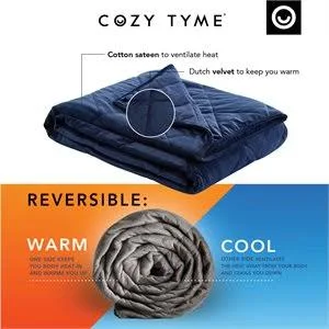 Posh Hamisi 41x22x60x22 Reversible Warm & Cool Blanket Throw in Navy Blue (6 lbs)