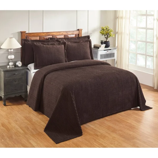 Better Trends Julian Collection 100% Cotton Tufted Chenille Bedspread Full Chocolate Brown