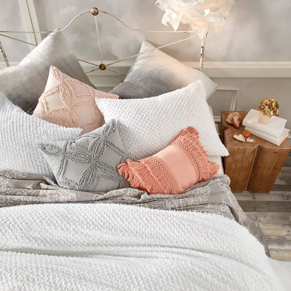 Peri Home Dot Fringe Duvet COVER, Full/Queen - White