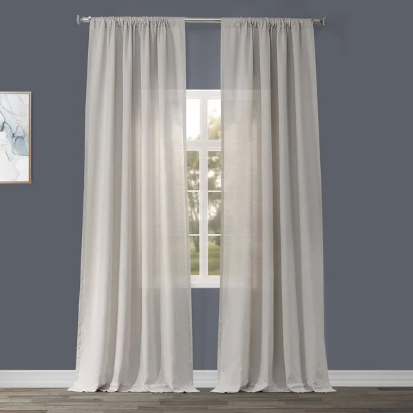 Exclusive Fabrics Signature French Linen Sheer Curtain PANEL - Birch 96-Inch
