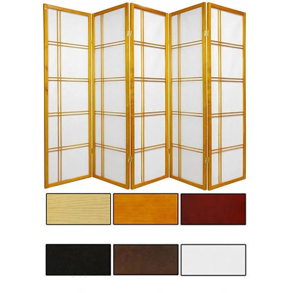 Oriental Furniture 5 ft. Tall Double Cross Shoji Screen - 3 Panel - White