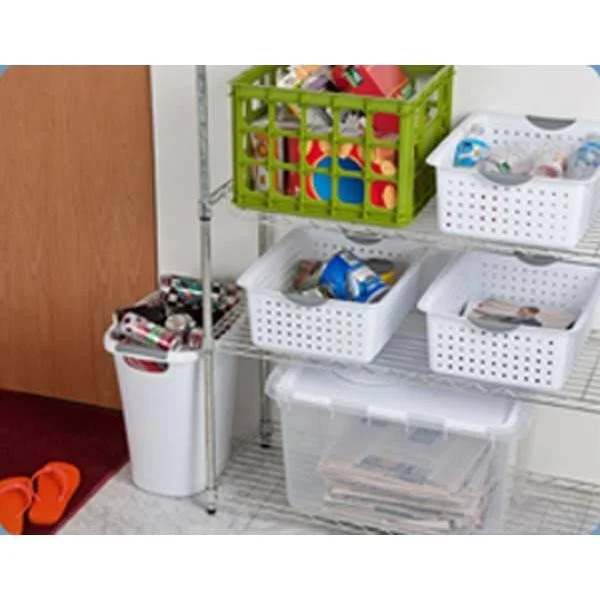 Sterilite Large Ultra Plastic Storage Bin Organizer Basket White 42 Pack