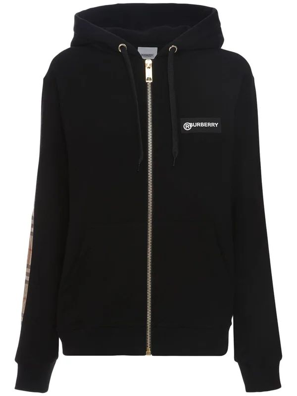 Burberry Aubree Zip-Up Hoodie - Black, Women's, M, Coats, Jackets & Outerwear Athletic Jackets, Zip-Ups, Pullovers & Hood