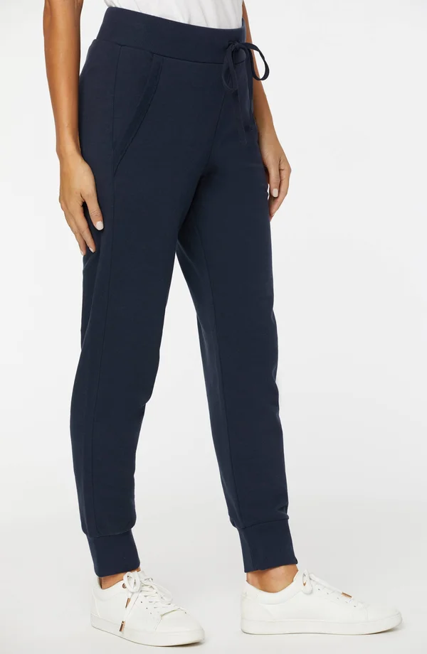 Nydj Forever Comfort Drawstring French Terry Jogger Pants, Size 0X, Oxford Navy