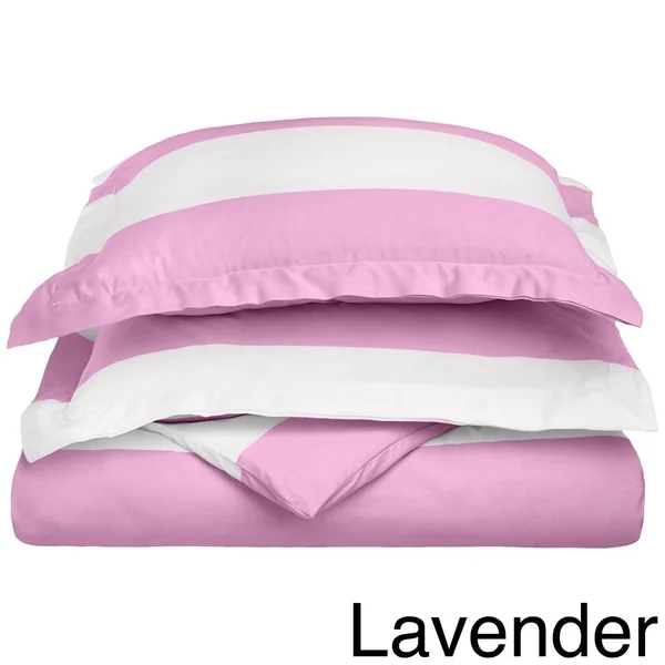 Superior Cabana Striped 600 Thread Count 3-Piece Duvet Cover Set (Full/Queen - Pink)